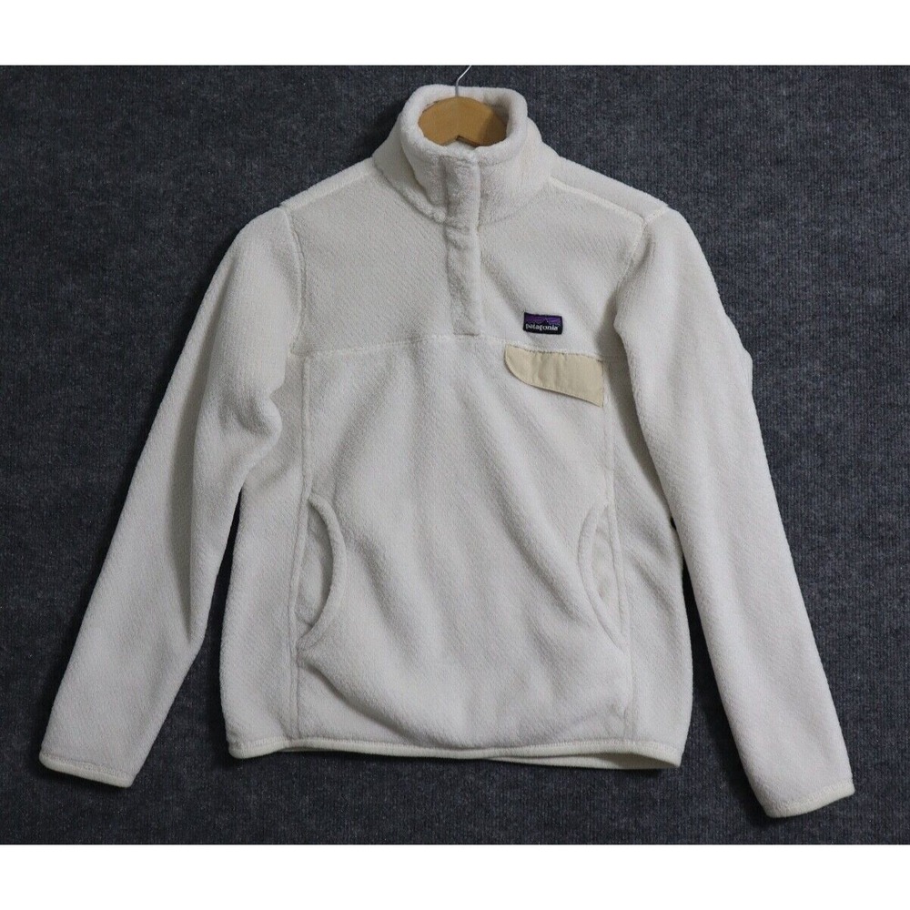 Patagonia Sweater Women Small White Snap T Pullover Fleece Camping Fishing‎ Hike
